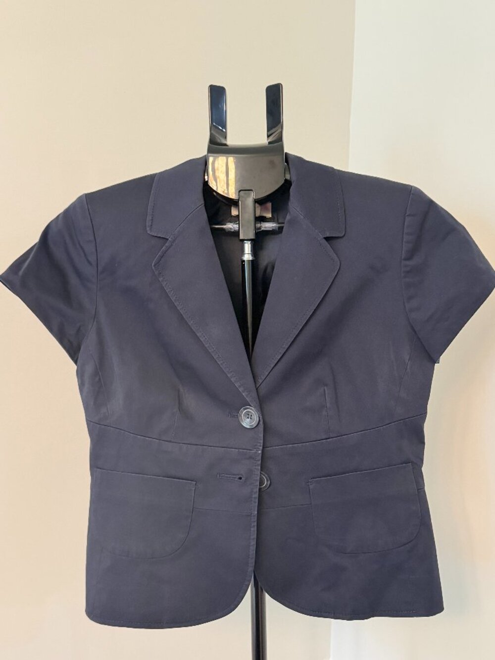 Loft Black Short Sleeve Button Top Size 6P
